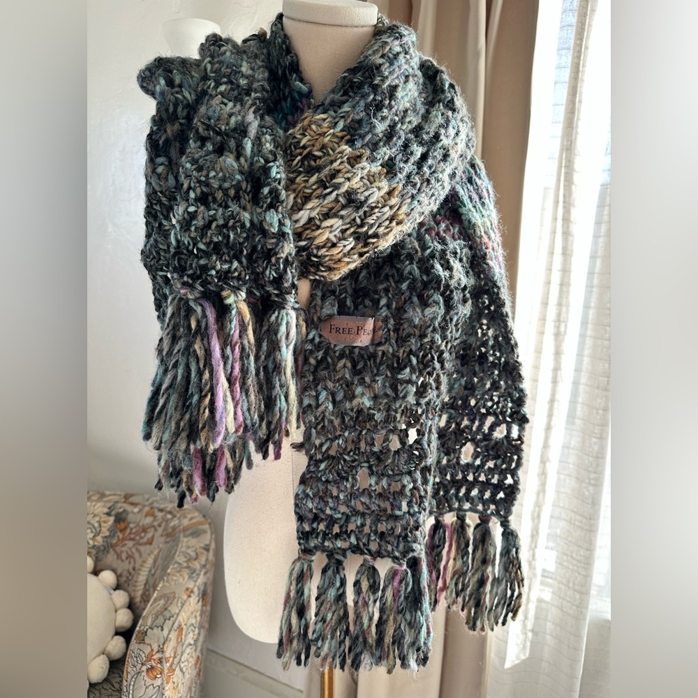 Free People Chunky Knit Multicolor Scarf